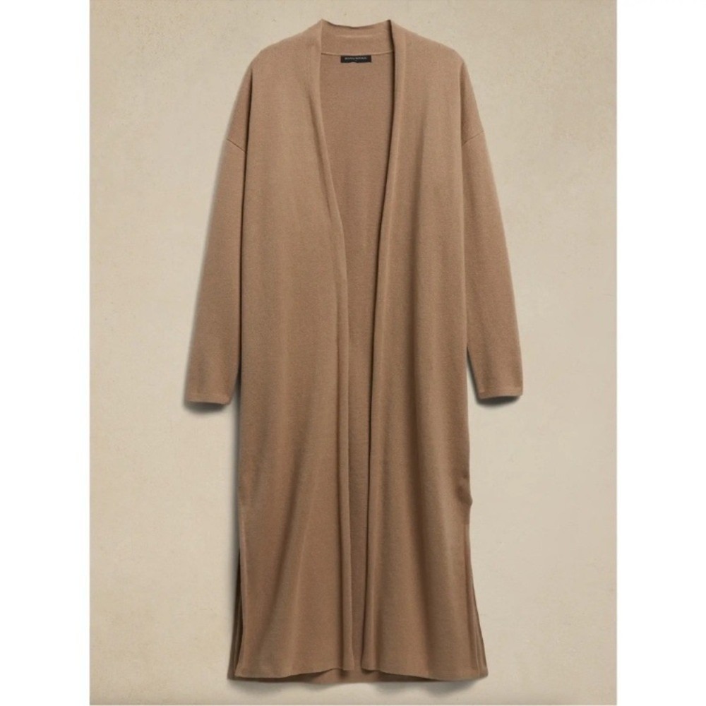 Banana Republic Open Duster Long Camel Sweater LP camel knit‎ - Picture 5 of 12